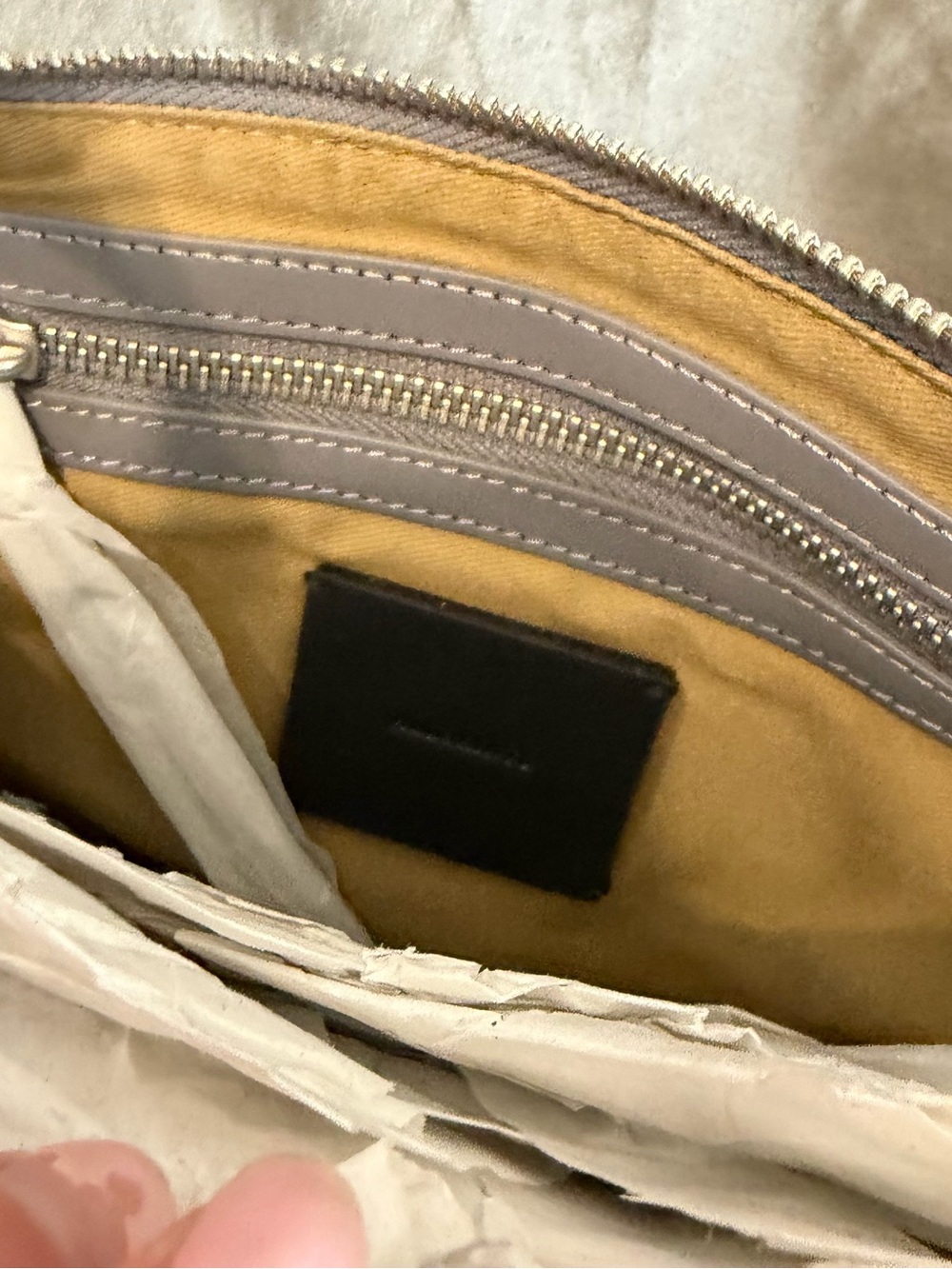 New With Dust Bag $249 AllSaints Half-Moon Crossbody Bag in Light Gray - Picture 15 of 15